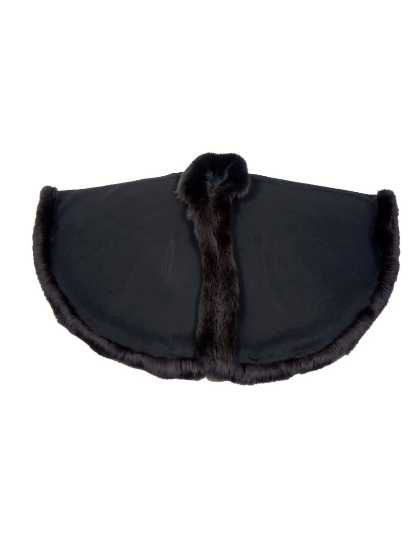 Cape GERARD BABIN drap de laine et renard noir