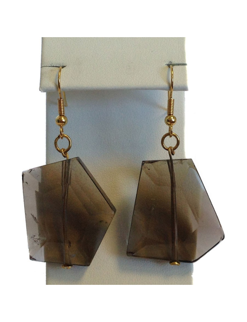 Clous  d'oreille MARGUERITE DE VALOIS quartz fumé