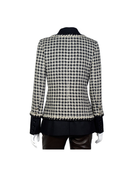 Veste double T40 CHANEL pied de poule noir et blanc 