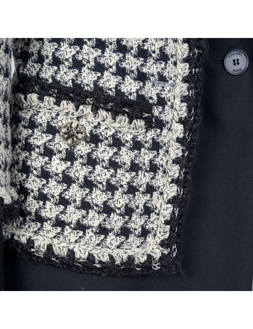 Veste double T40 CHANEL pied de poule noir et blanc 