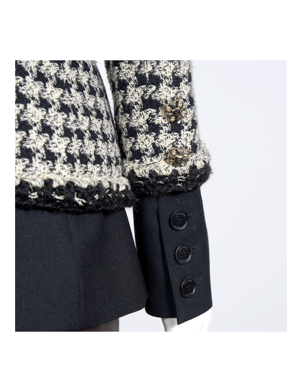 Veste double T40 CHANEL pied de poule noir et blanc 