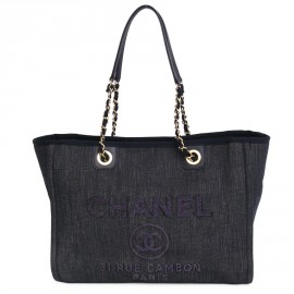CHANEL Tote signed "Chanel" canvas jeans bag