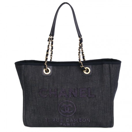 Sac CHANEL cabas signé "Chanel" toile jean's
