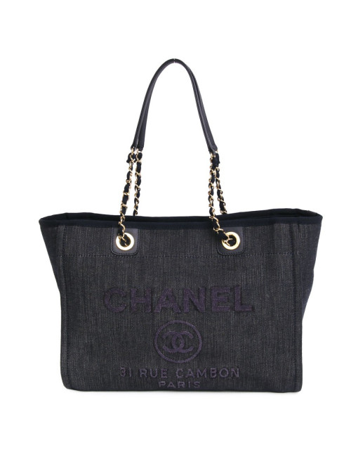Sac CHANEL cabas signé "Chanel" toile jean's