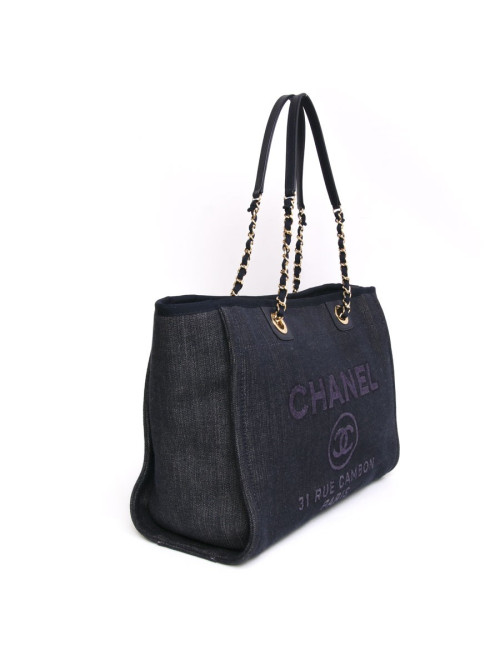Sac CHANEL cabas signé "Chanel" toile jean's