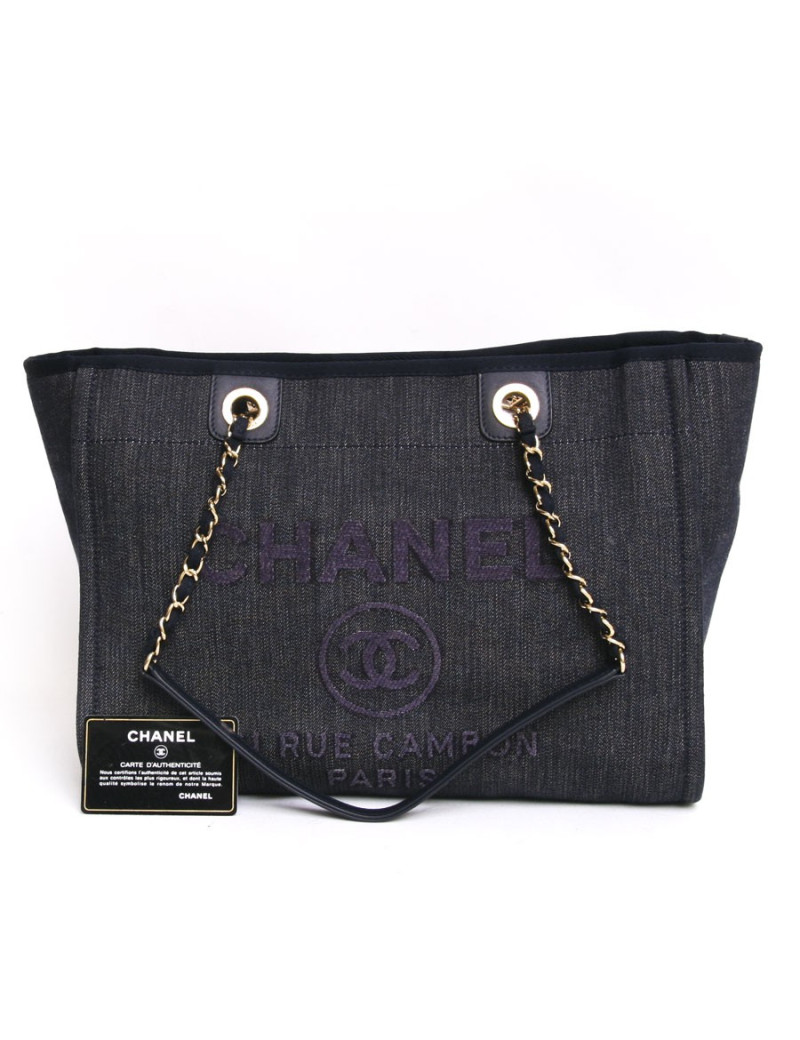 Sac CHANEL cabas signé "Chanel" toile jean's