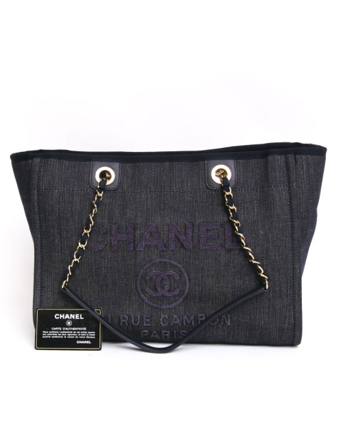 Sac CHANEL cabas signé "Chanel" toile jean's