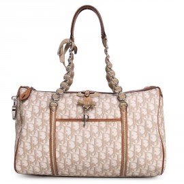 DIOR ivory and Brown monogram canvas bag