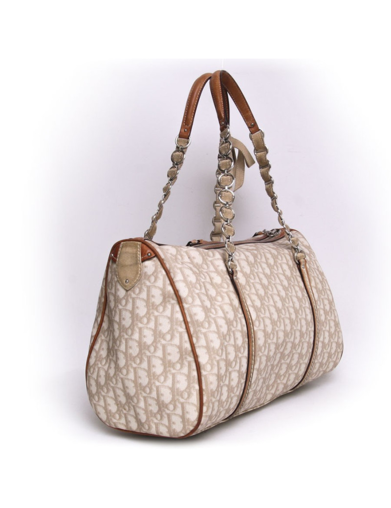 Sac DIOR toile monogram ivoire et marron