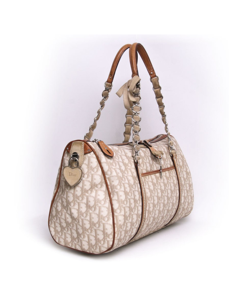 Sac DIOR toile monogram ivoire et marron