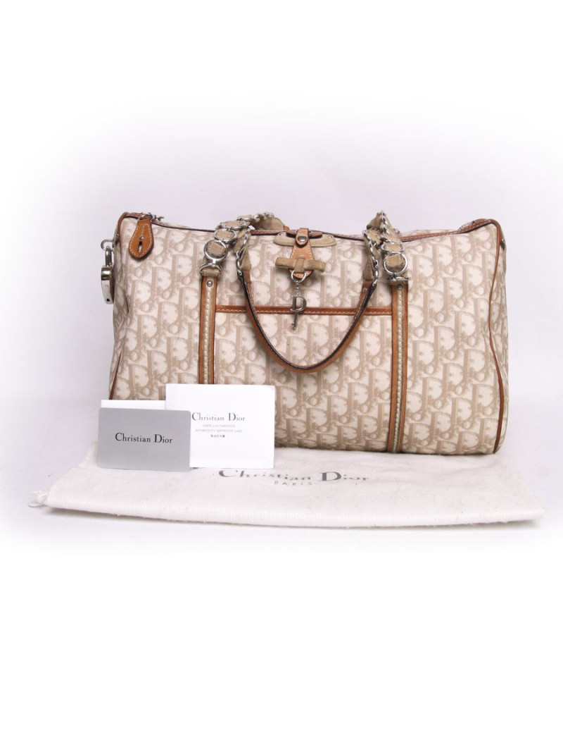 Sac DIOR toile monogram ivoire et marron