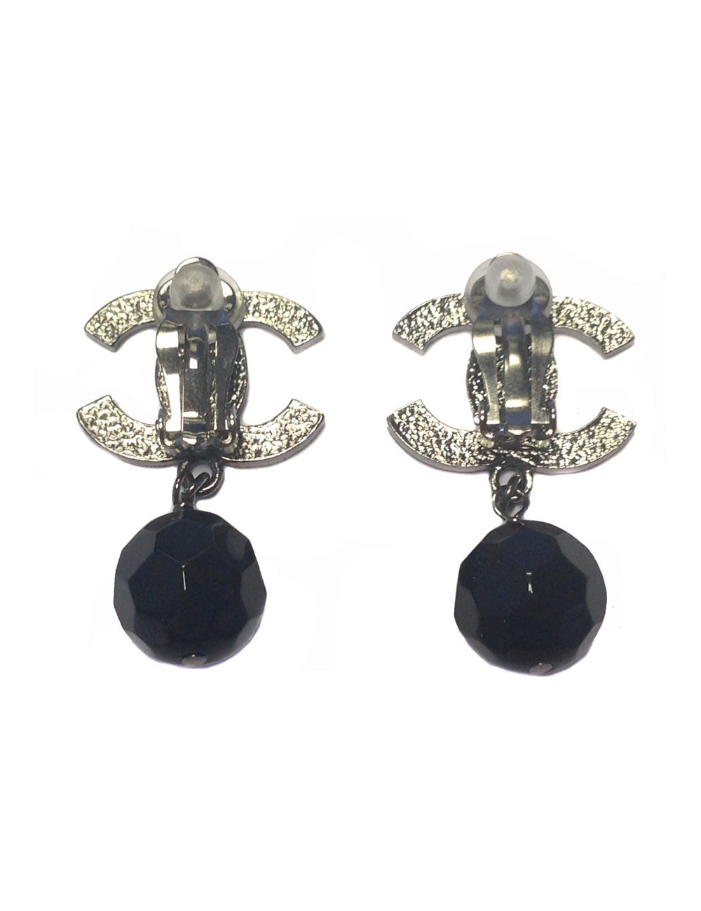 Clips CC grosse perle noire
