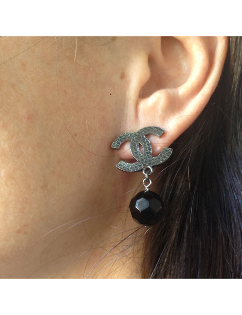 Clips CC grosse perle noire