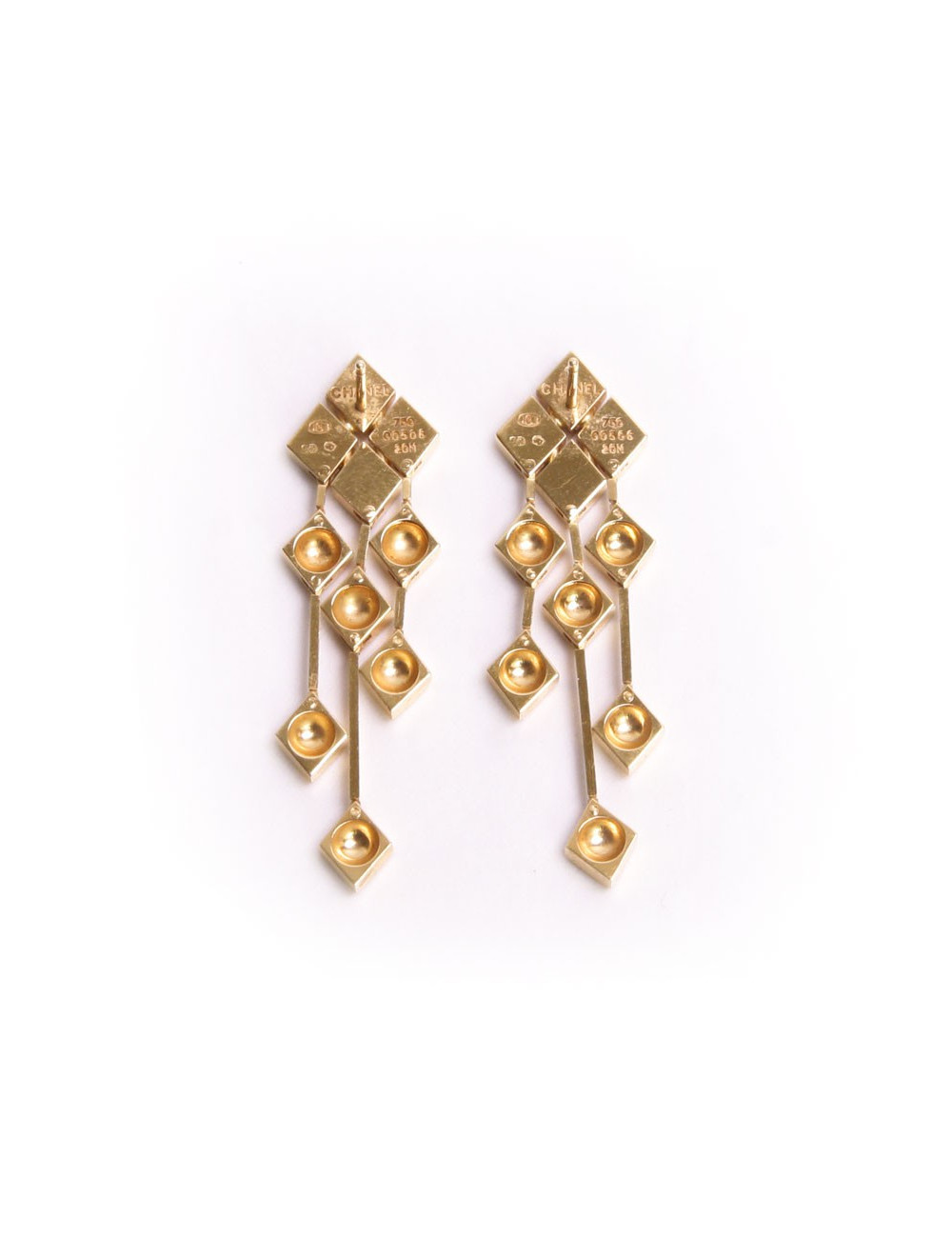 clous d'oreille CHANEL pendantes or jaune et diamants