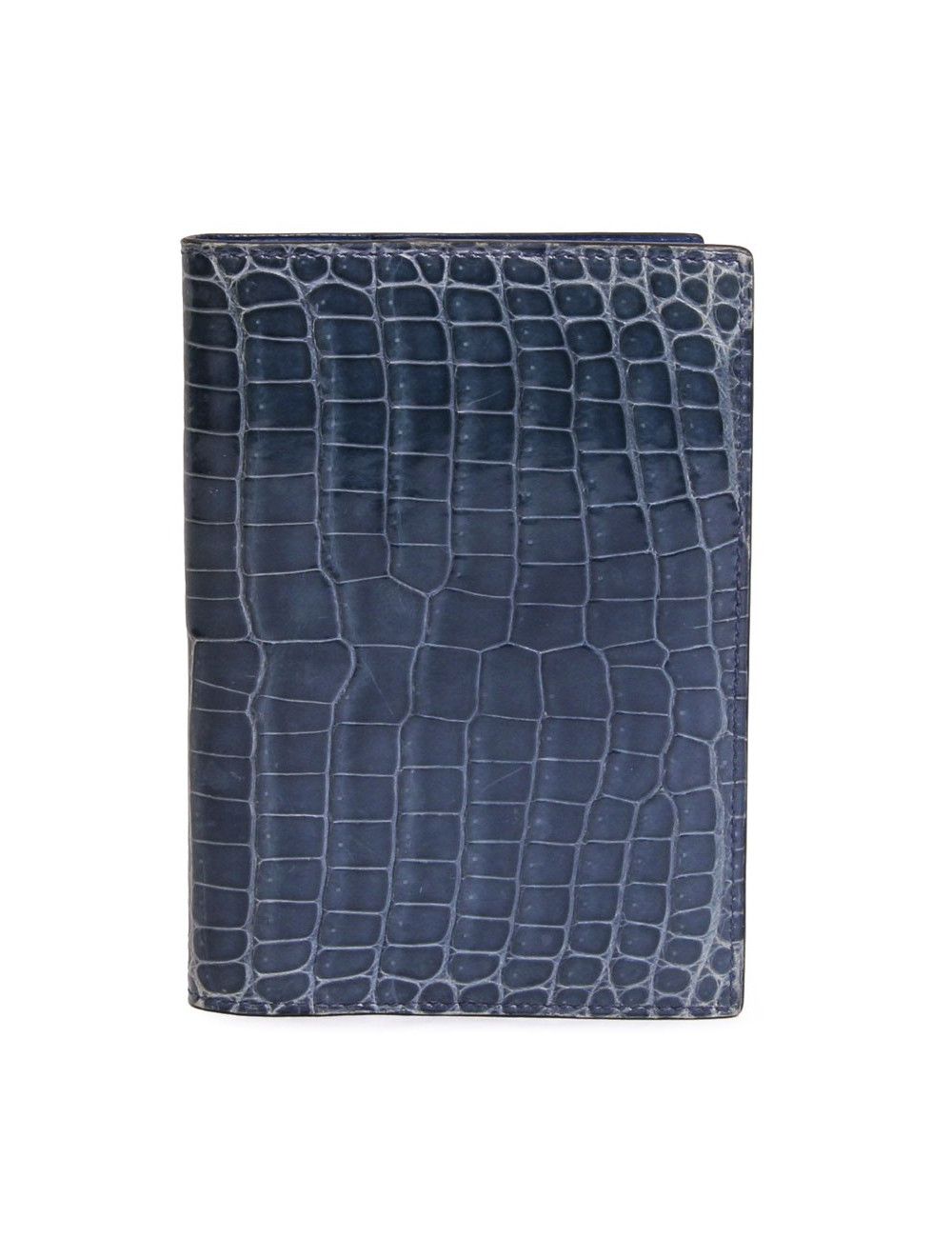 porte agenda HERMES crocodile porosus bleu jean's 