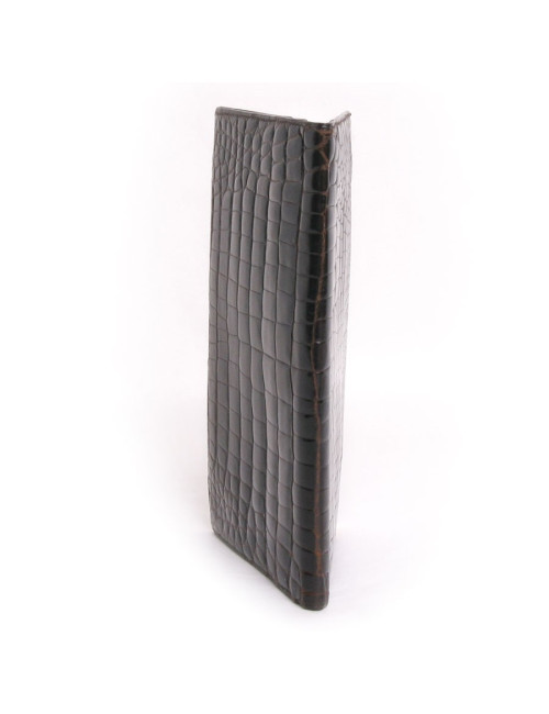 Grand portefeuille MORABITO crocodile porosus marron