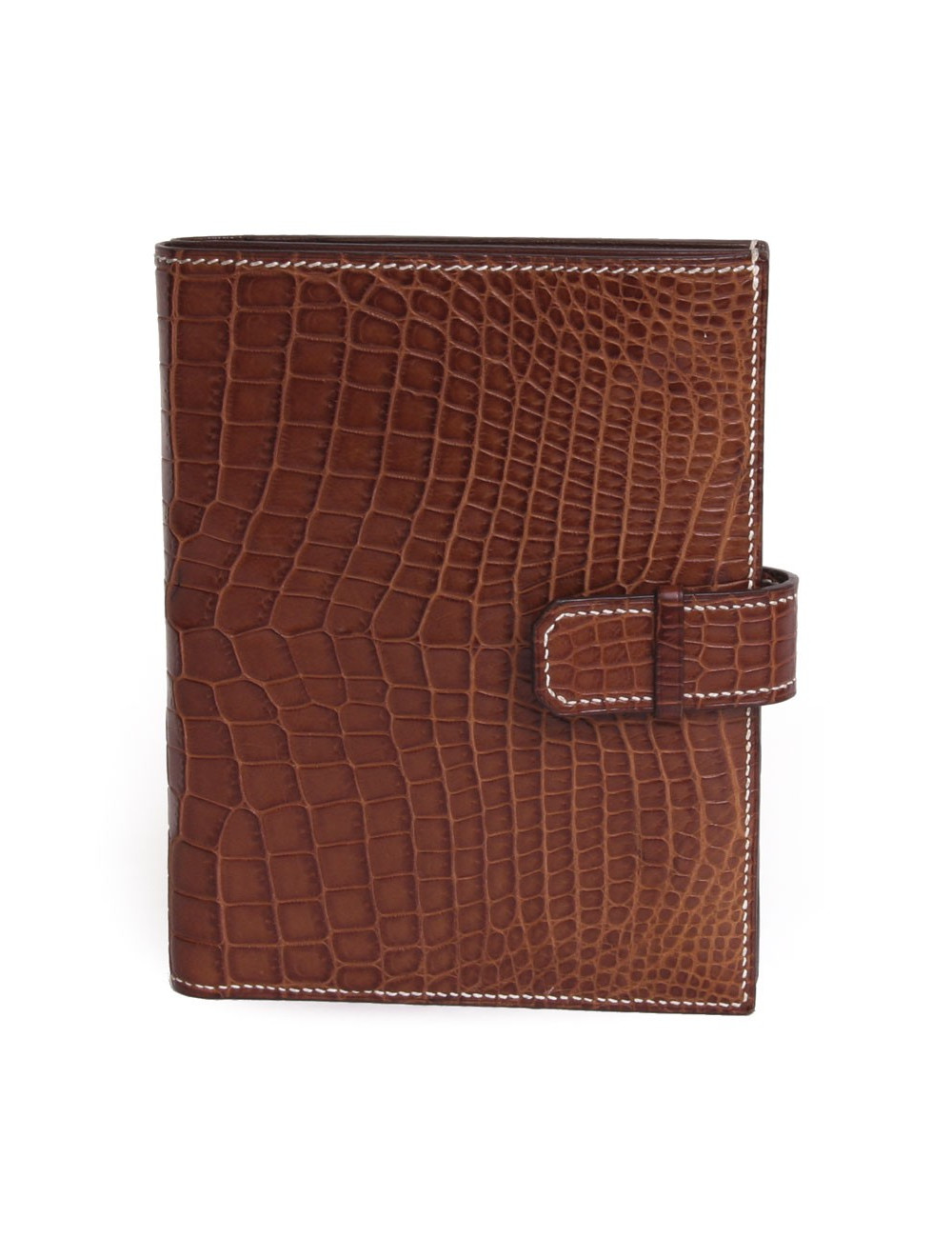 Rortefeuille HERMES  en crocodile niloticus couleur cognac