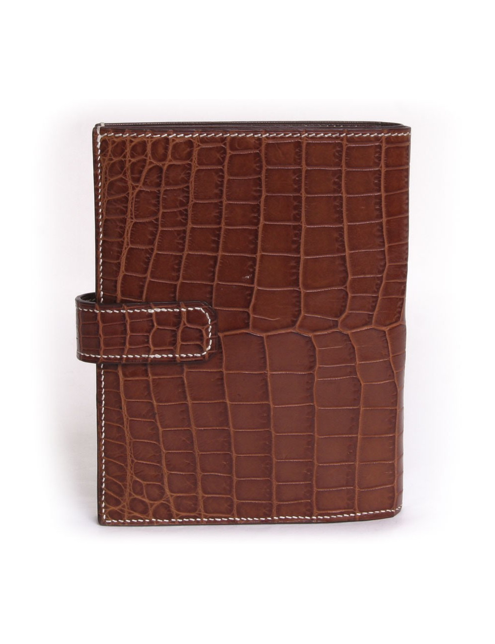 Rortefeuille HERMES  en crocodile niloticus couleur cognac