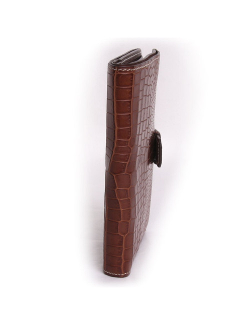 Portefeuille HERMES  en crocodile niloticus couleur cognac