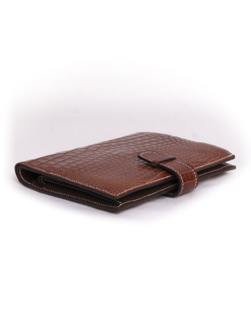 Portefeuille HERMES  en crocodile niloticus couleur cognac
