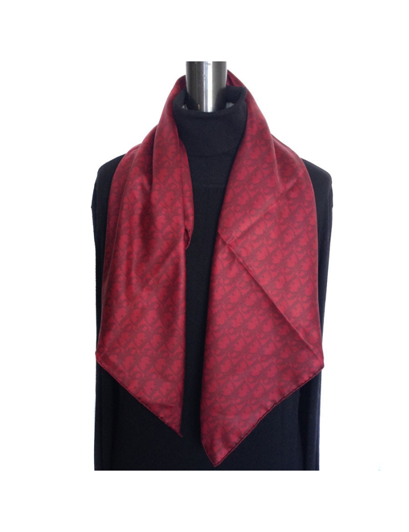 foulard Christian DIOR en soie bordeaux