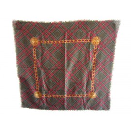 Foulard CHANEL en laine et soie, motif écossais