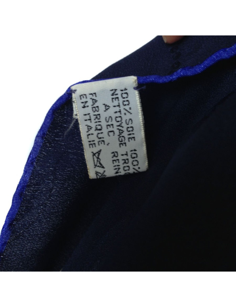 Carré CARTIER "Must" en soie bleue nuit vintage