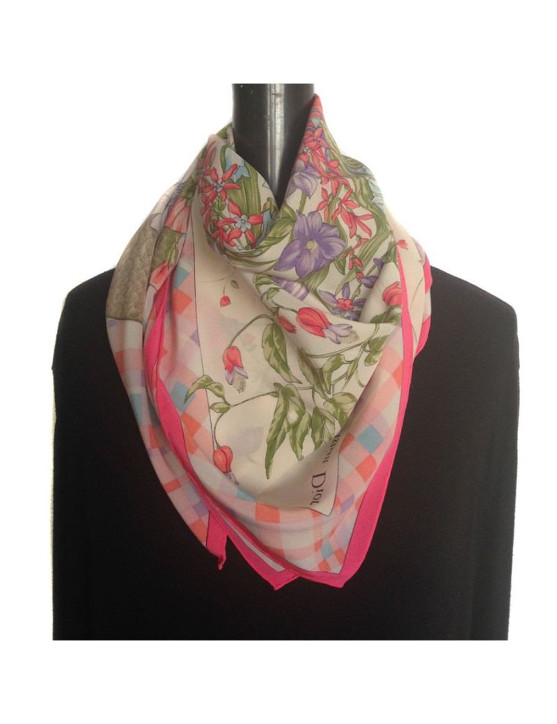 Carré de mousseline de soie Christian DIOR rose