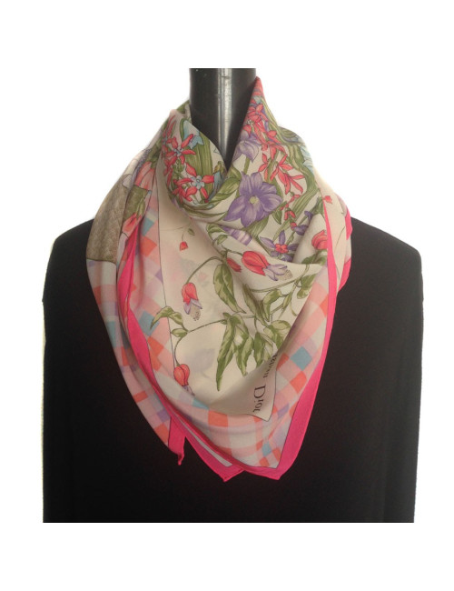 Carré de mousseline de soie Christian DIOR rose