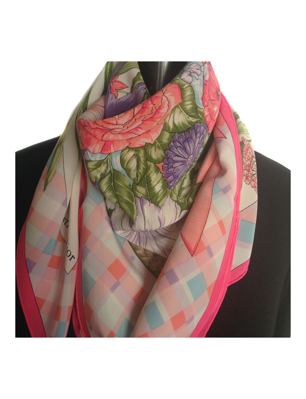 Carré de mousseline de soie Christian DIOR rose