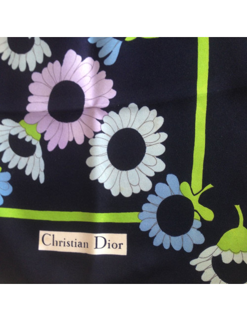 Carré de soie Christian DIOR "marguerites" vintage