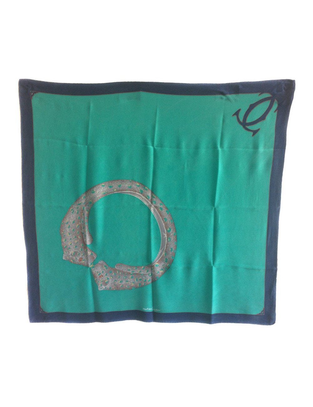 Carré de soie "Must" de CARTIER vert jade vintage
