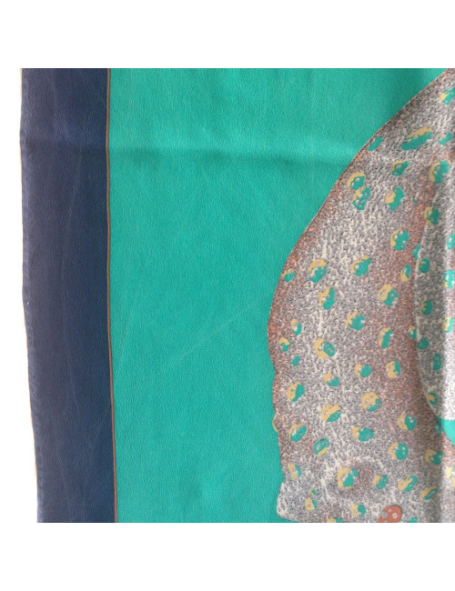 Carré de soie "Must" de CARTIER vert jade vintage