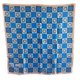 Square of silk Yves Saint Laurent vintage blue and beige