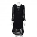  CHANEL T40 dress in black mesh crochet