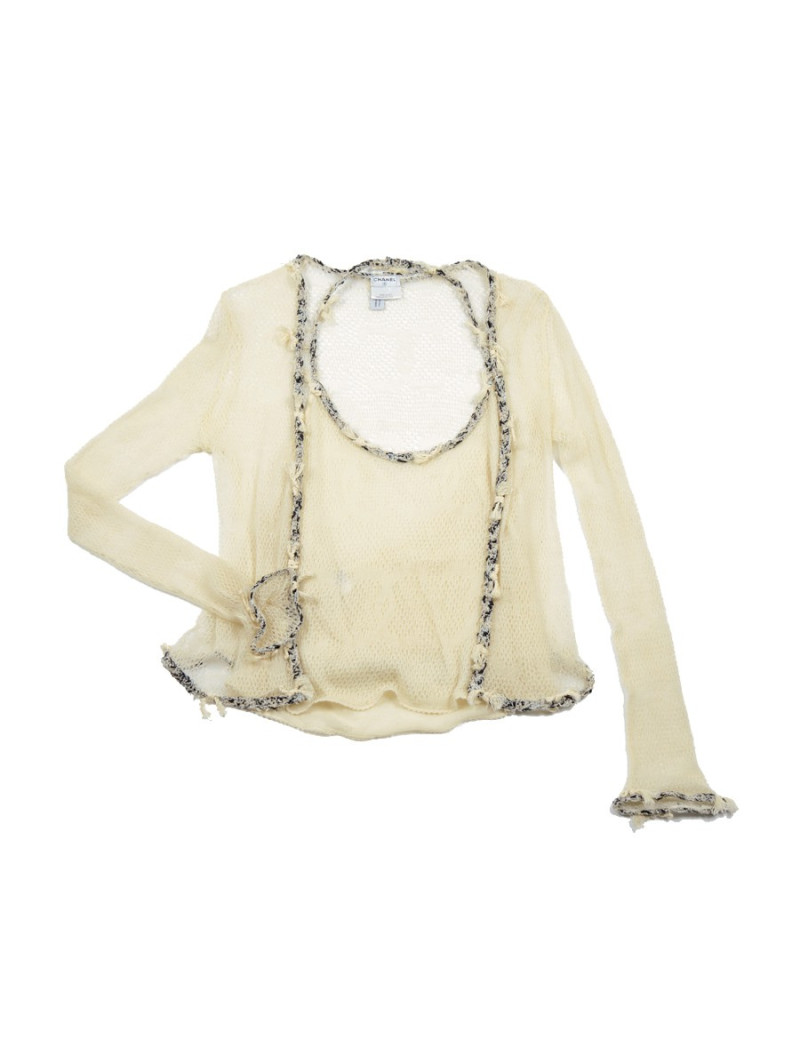 Twin set CHANEL T40 crème en cachemire