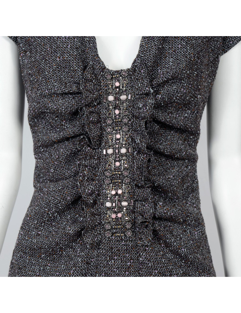 Robe VALENTINO  T38 en tweed et broderies