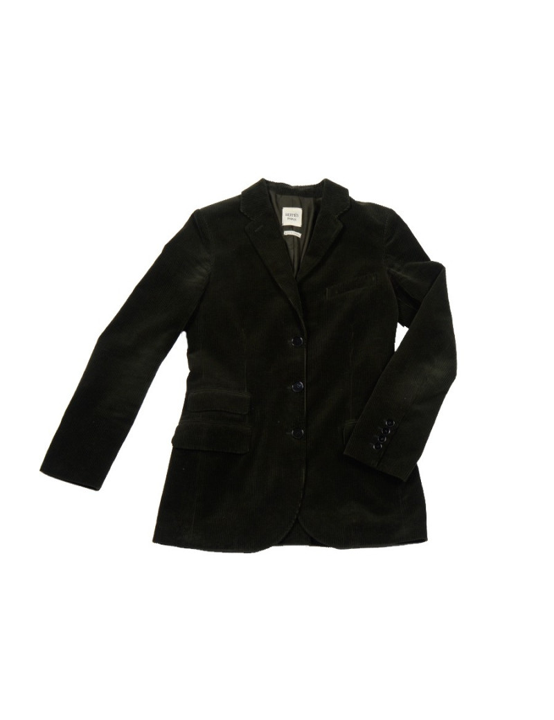 Veste HERMES T 36 velours côtelé vert foncé