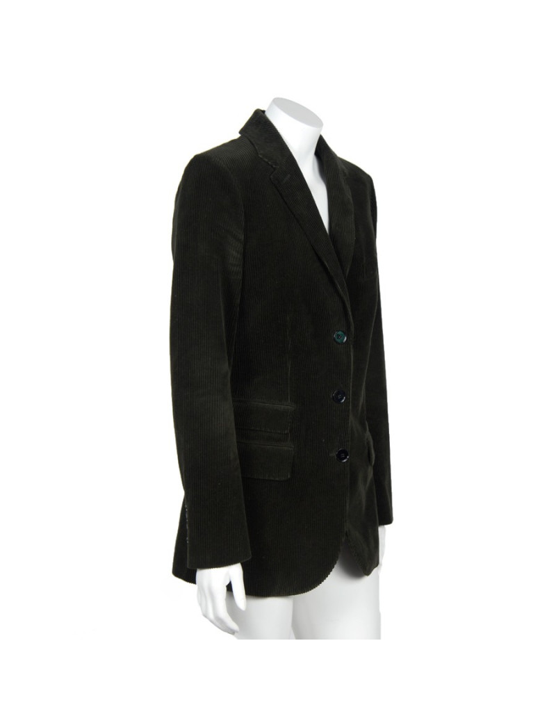 Veste HERMES T 36 velours côtelé vert foncé