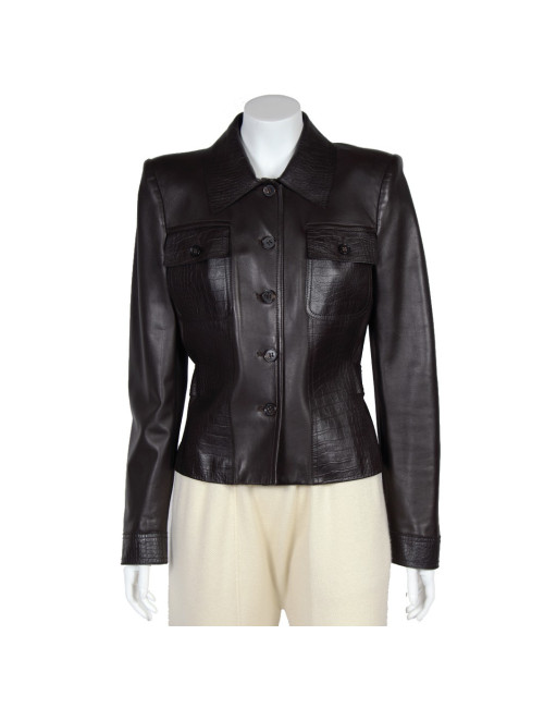 Veste VALENTINO cuir d'agneau marron