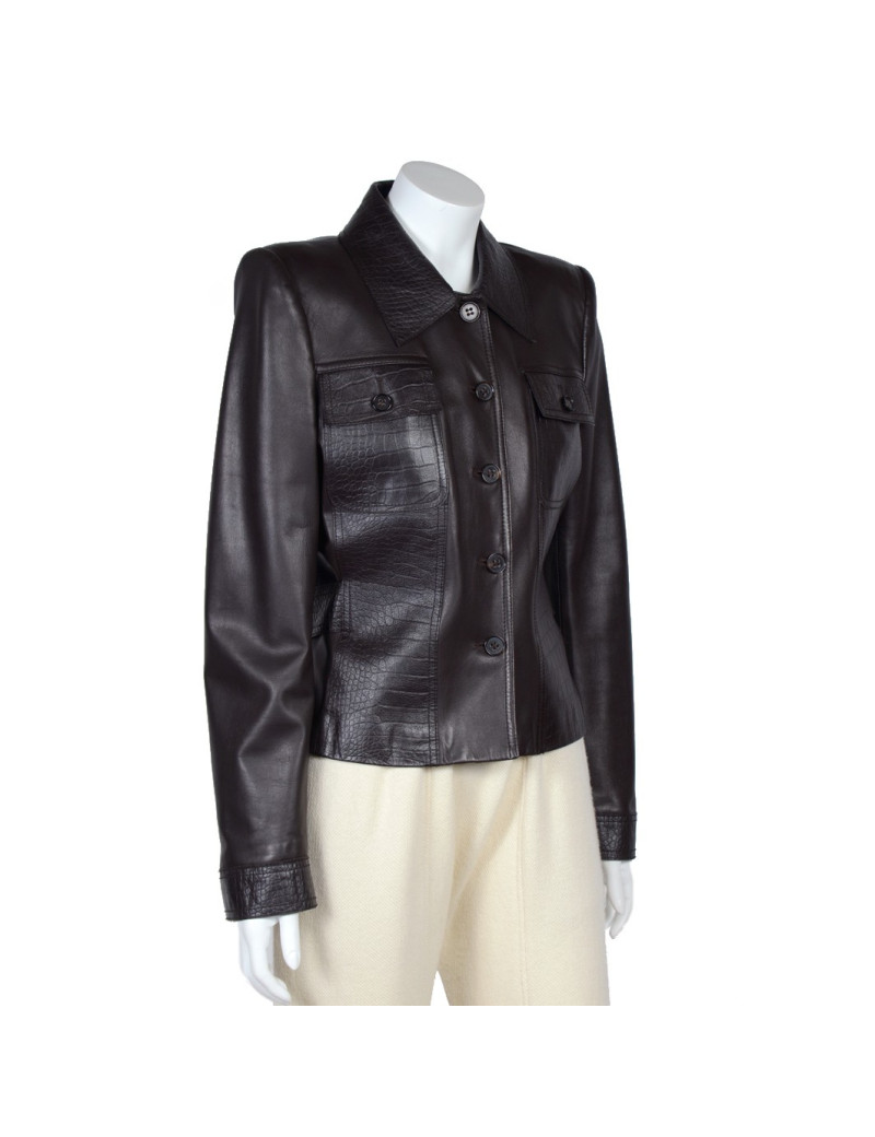 Veste VALENTINO cuir d'agneau marron