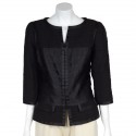 CHANEL T 44 black ribbons and tweed jacket