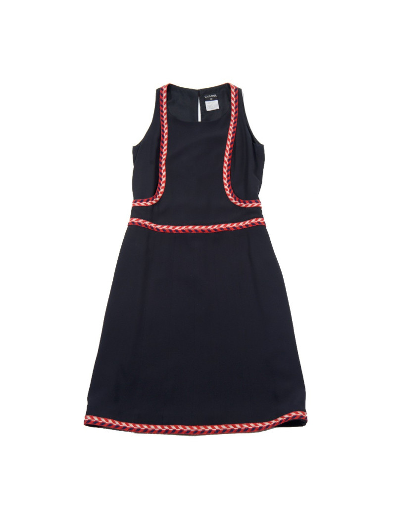 Robe CHANEL T 38 soie bleue marine 