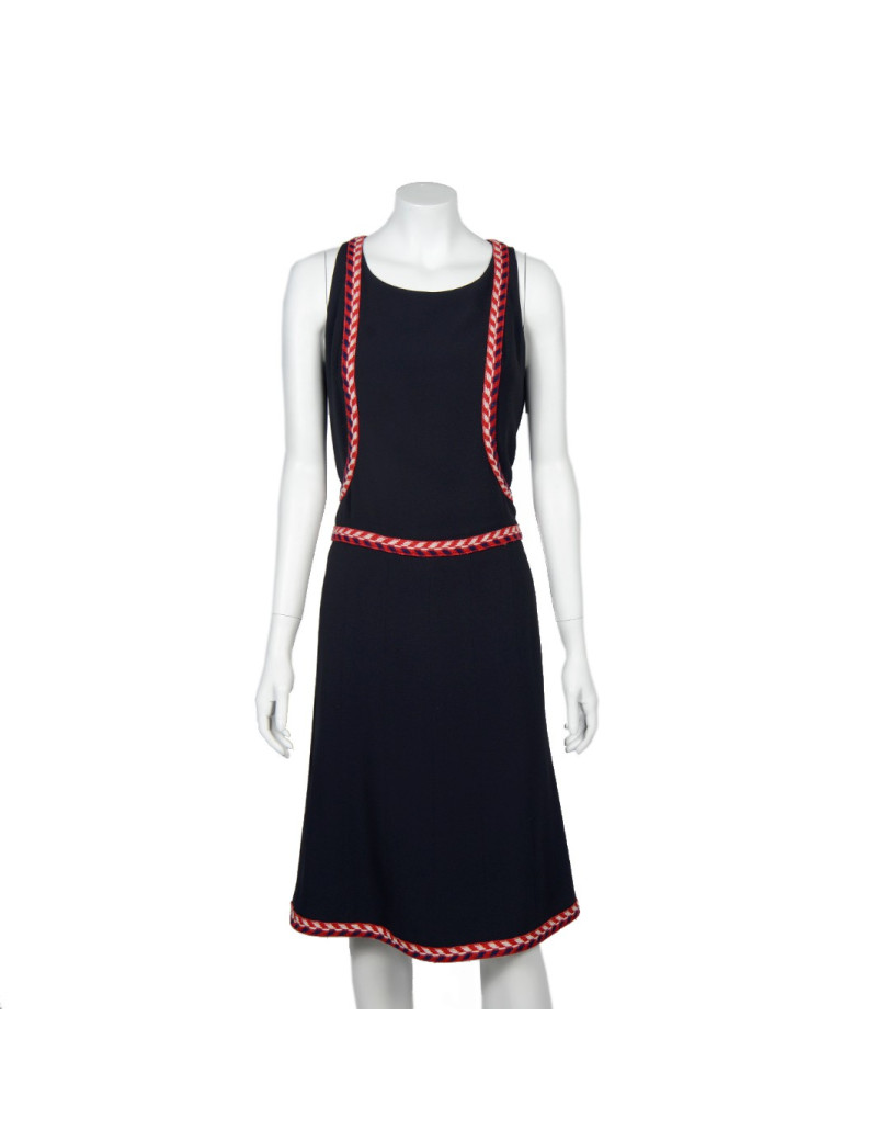 Robe CHANEL T 38 soie bleue marine 