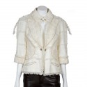 CHANEL T 36 ivory tweed and lace jacket