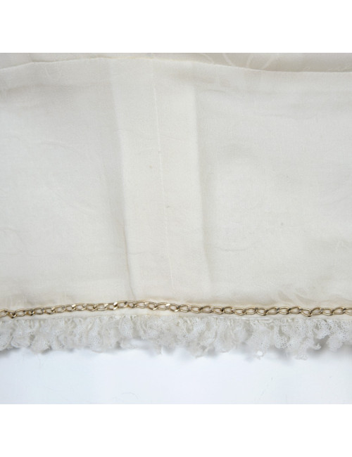 Veste CHANEL T 36 tweed ivoire et dentelle