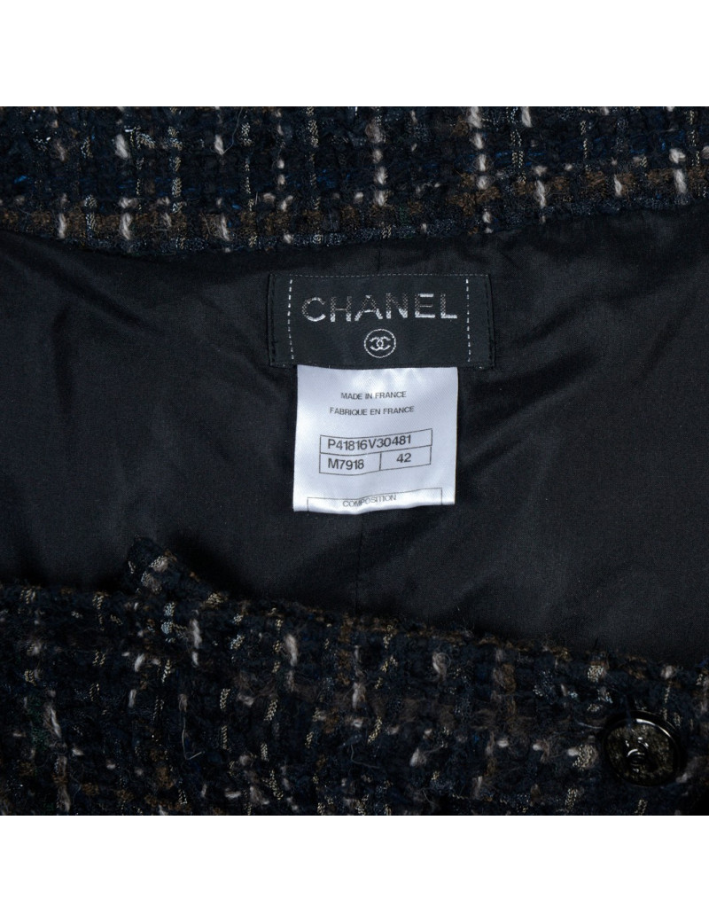 Jupe CHANEL T 42 Tweed marron et noir