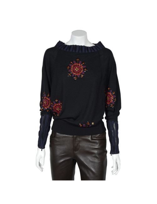 Pull  CHANEL "Paris-Bombay" noir