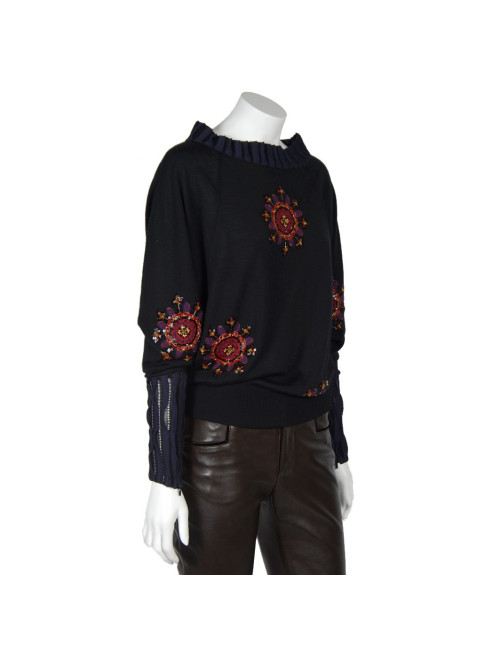 Pull  CHANEL t36 "Paris-Bombay" noir