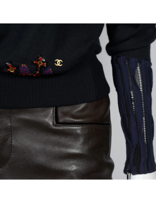 Pull  CHANEL t36 "Paris-Bombay" noir